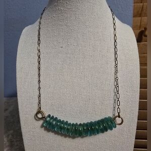 Ornamental Things Limited Edition Antique Brass with Aqua African Beads Necklace